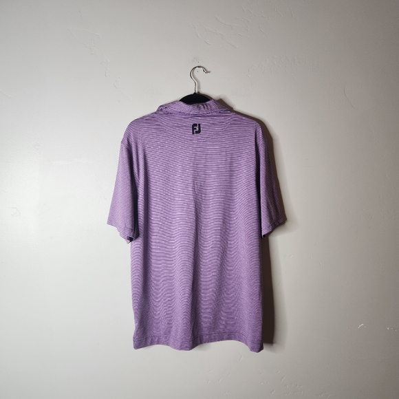 FootJoy Mens Polo Purple Stripe Golf Shirt FJ Performance Size Medium - Picture 2 of 5